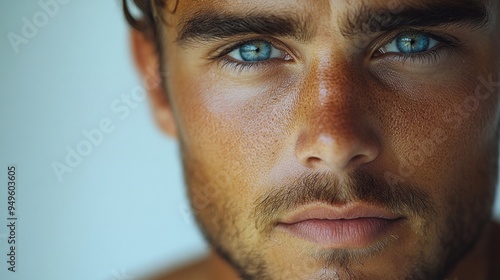 Close-up Portrait of a Man with Blue Eyes