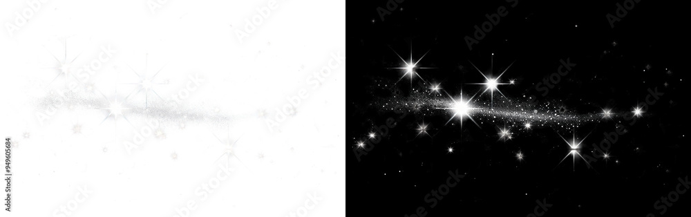 Obraz premium PNG Sparkling stars on black background