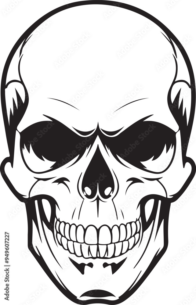 Bold and Stylized Skull Illustration - Perfect for Tattoo Designs, Graphic Art, and Horror Themes Bold and Stylized Skull Illustration - Perfect for Tattoo Designs, Graphic Art, and Horror Themes