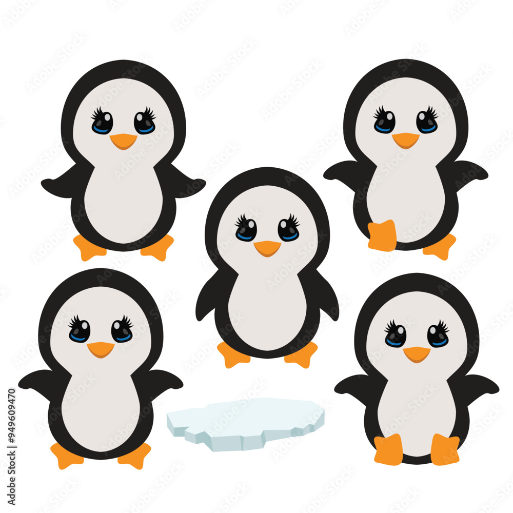 Obraz premium Cute Christmas penguin vector cartoon illustration