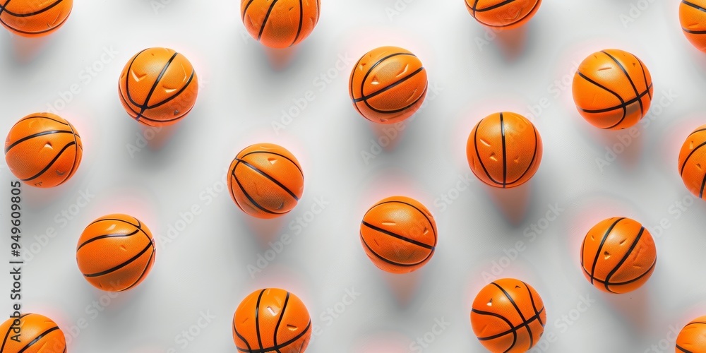Pattern of Basketball Balls on White Background Pattern of Basketball Balls on White Background