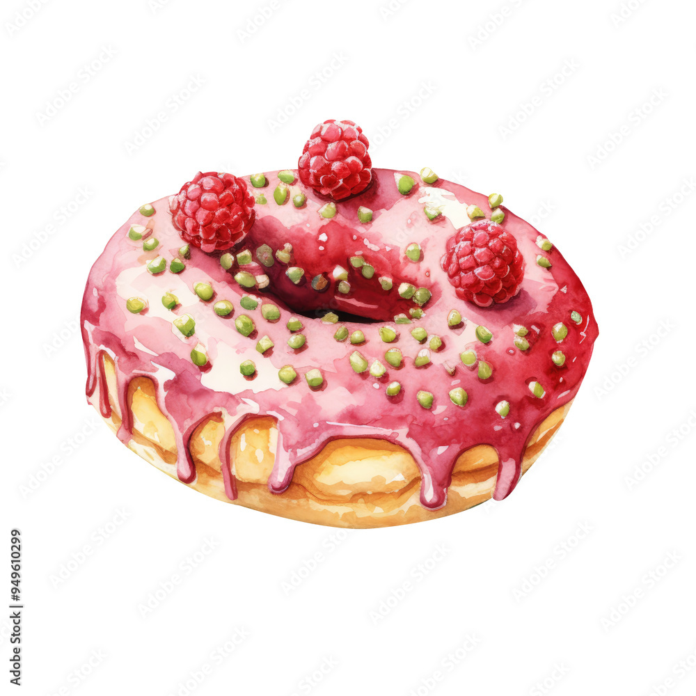 Pistachio Raspberry Donut Clipart Illustration Pistachio Raspberry Donut Clipart Illustration
