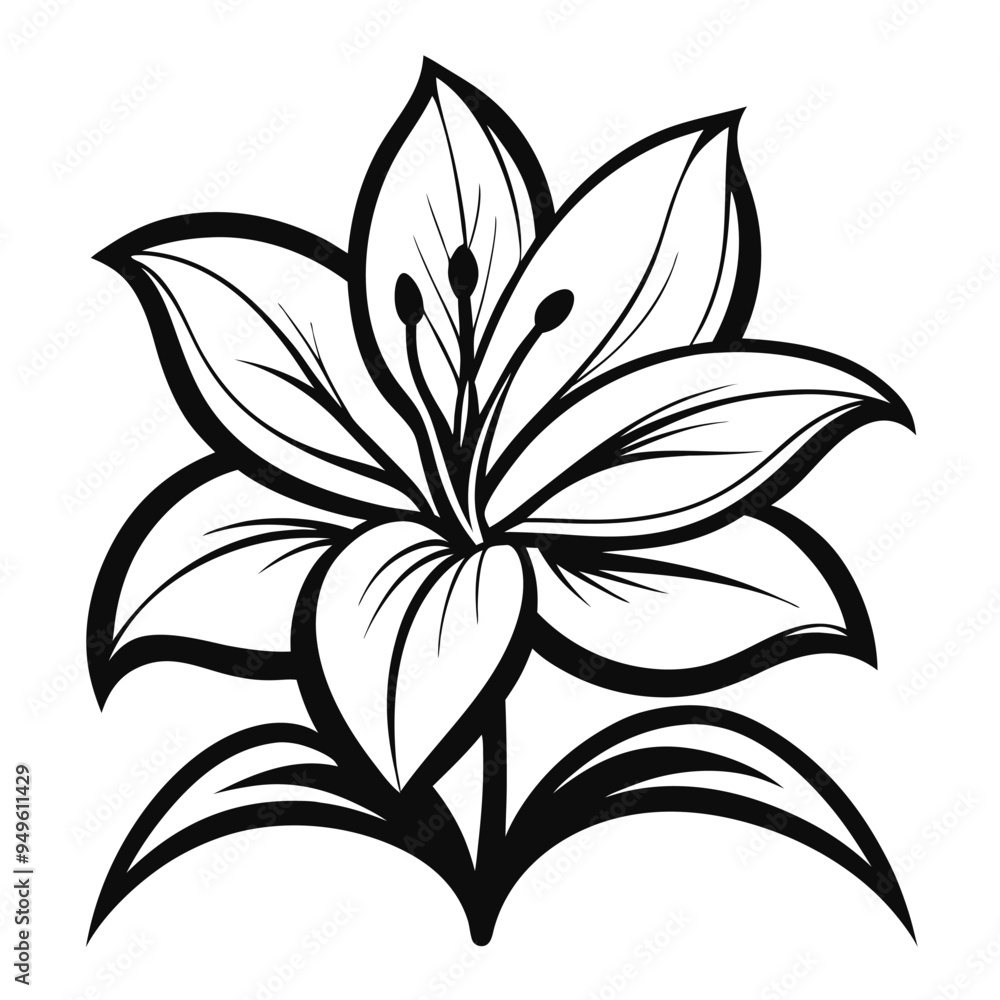 Obraz premium Lily Flower Vector illustration on isolated on white background