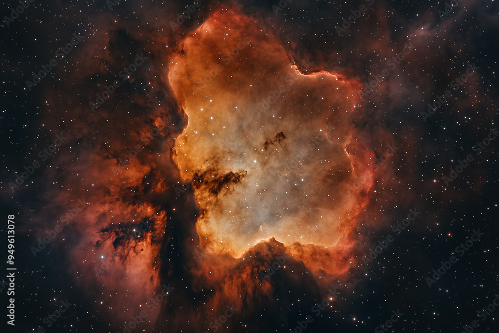 Obraz premium Telescope View of Swirling Nebula Clouds