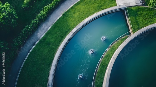 Photograph of a modern waterworks facility leveraging IoT Internet of Things technologies and smart systems for sustainable and efficient water management