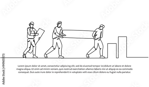 Continuous one line design of cooperation to increase. Minimalist style vector illustration on white background.