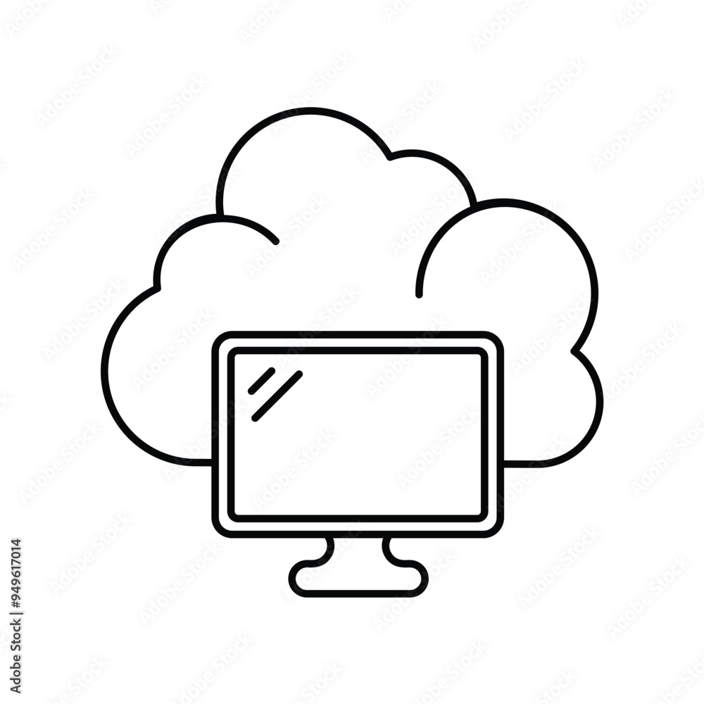 monitor line icon with white background vector stock illustration monitor line icon with white background vector stock illustration