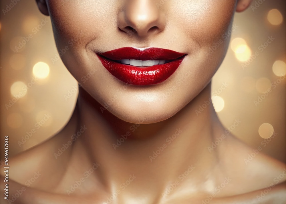Luxurious lips curve upward in serene smile, frozen in time, highlighting subtle Botox tweaks, soft focus, warm beige tones, and delicate facial features in sharp contrast. Luxurious lips curve upward in serene smile, frozen in time, highlighting subtle Botox tweaks, soft focus, warm beige tones, and delicate facial features in sharp contrast.