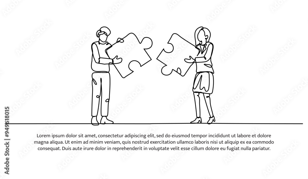 Continuous one line design of cooperation. Minimalist style vector illustration on white background. Continuous one line design of cooperation. Minimalist style vector illustration on white background.