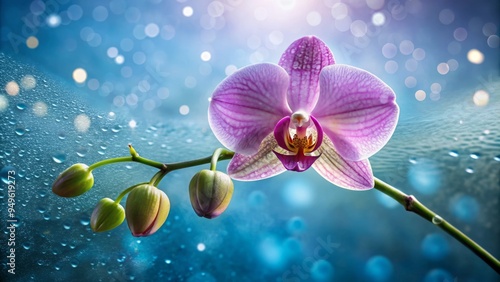 Keywords: Orchid, serene, nature, dew, misty, morning, peace, calmness photo