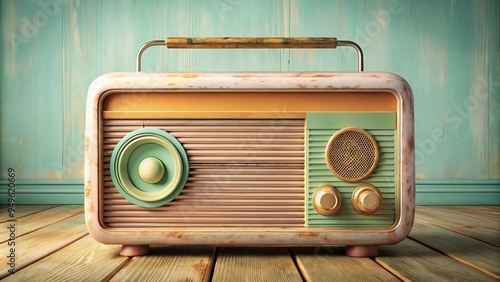 Retro Revival distressed vintage radio nostalgic warm pastel colors photo