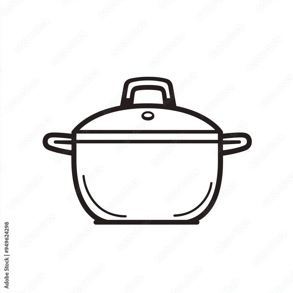Slow Cooker Minimalistic Line Art Logo on a White Background Slow Cooker Minimalistic Line Art Logo on a White Background