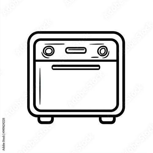 Mini Freezer Line Art Logo, Simplistic Minimalistic Design on White