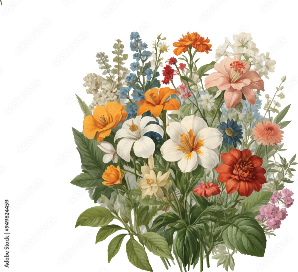 Obraz premium Flowers floral pattern on white background