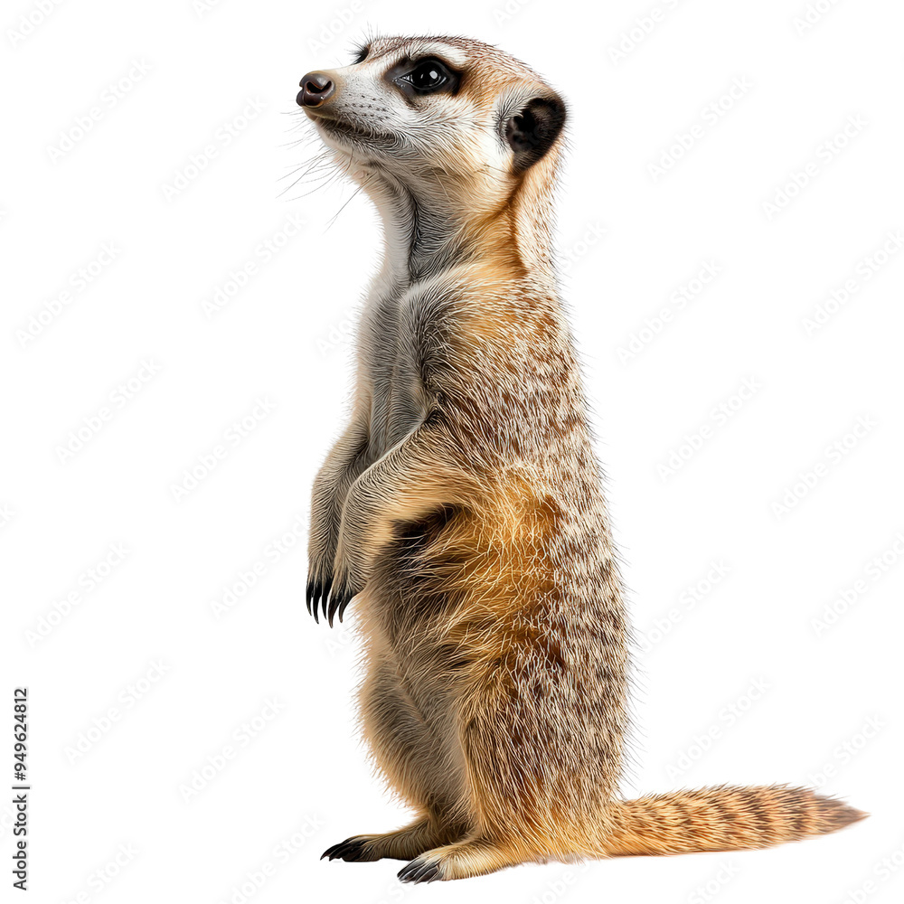 Fototapeta premium Meerkat solated on a white background as transparent