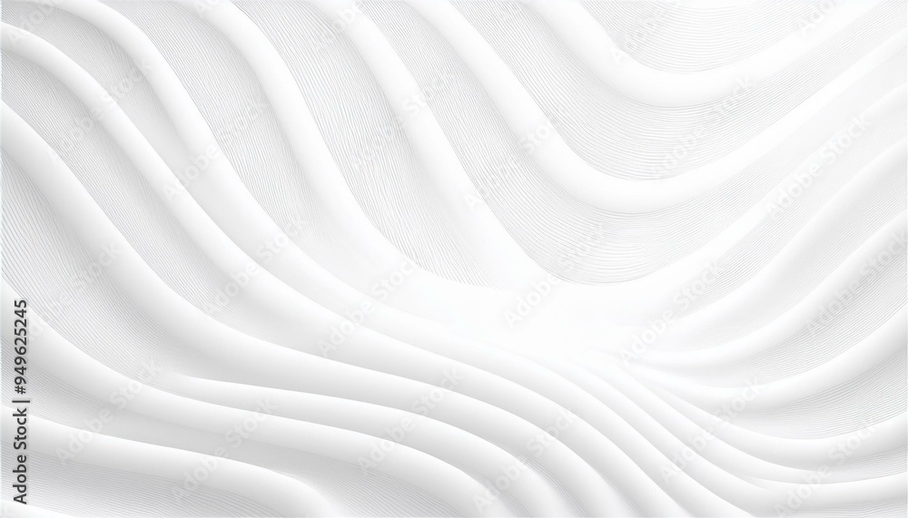 Obraz premium Perspective Bent Smooth Lines Blank Subtle Minimalistic 3D White Abstract Background. Futuristic Technology Wide Wallpaper. modern white background