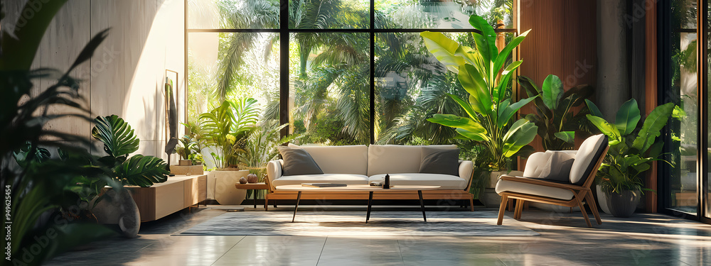 Fototapeta premium Modern Jungle Retreat
