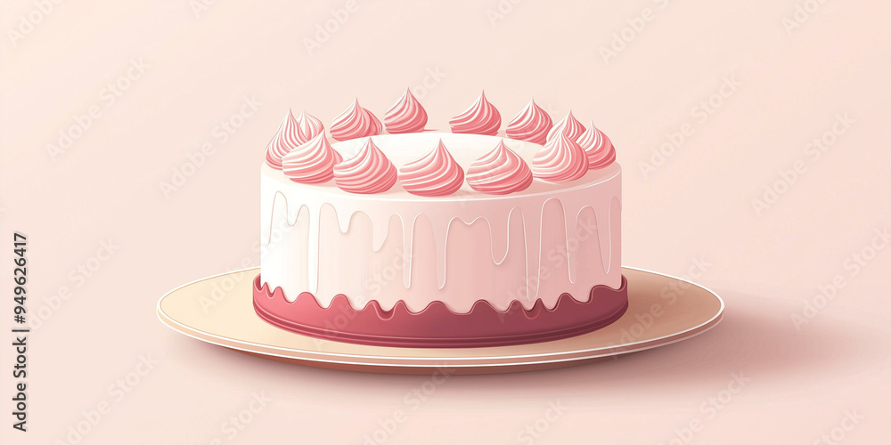 Cake with piped borders, placed on a round plate Cake with piped borders, placed on a round plate