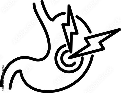 Gastritis icon. Black and white line vector illustration on the theme of medicine and health
