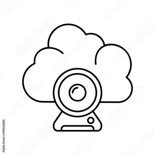web cam line icon with white background vector stock illustration