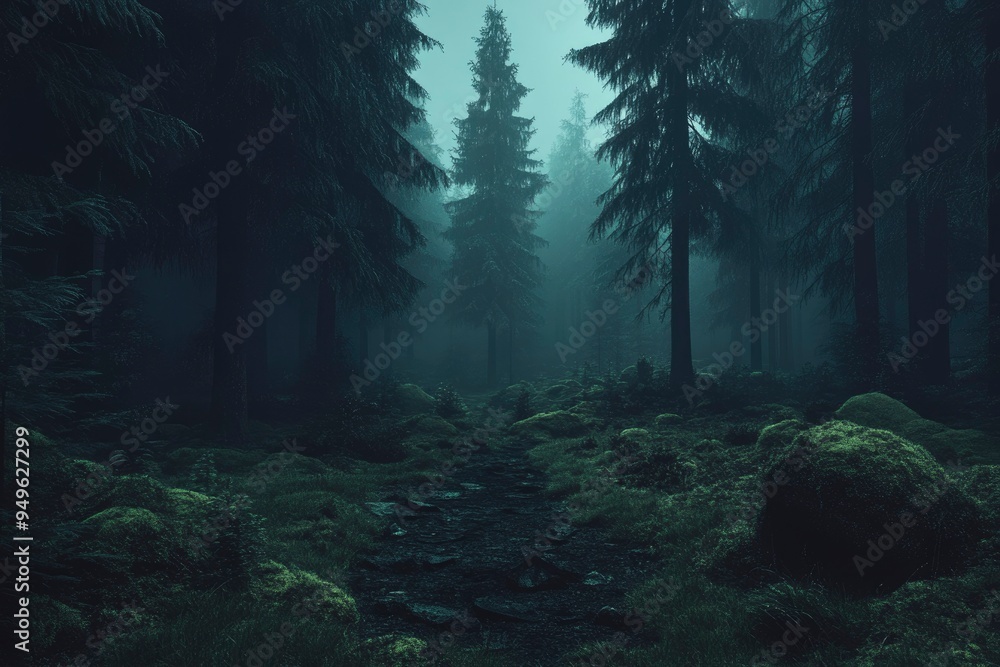 A Mysterious Path Through a Foggy Forest A Mysterious Path Through a Foggy Forest