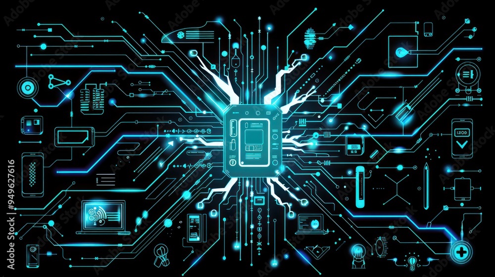 digital illustration of an electric circuit digital illustration of an electric circuit