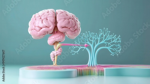 Endocrine hormone release flat design front view endocrine system theme animation colored pastel photo