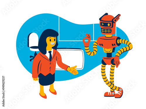 Woman becoming friends with a robot