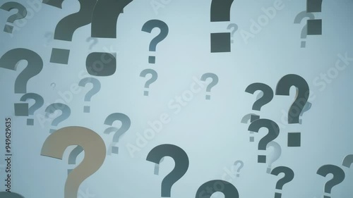 Question marks are multiplying on a blue background