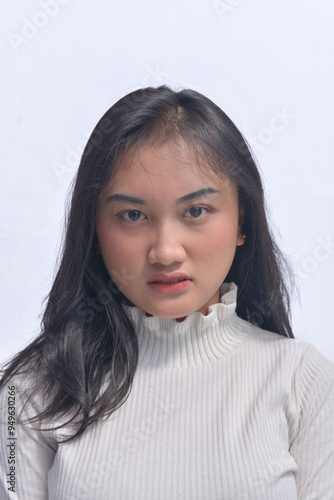 Young Asian Woman Poses and Face Expressions