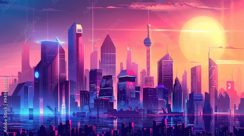 futuristic city skyline wallpaper