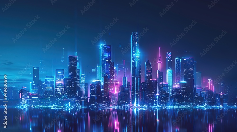 Fototapeta premium futuristic city skyline wallpaper