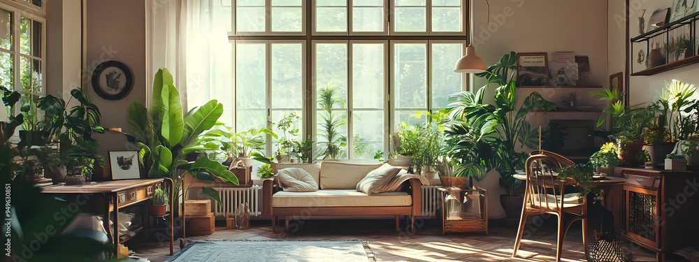 Fototapeta premium Vintage Greenery Living Space