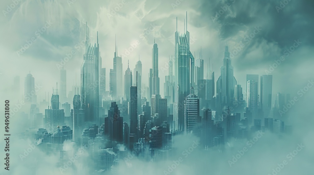 Fototapeta premium futuristic city skyline wallpaper