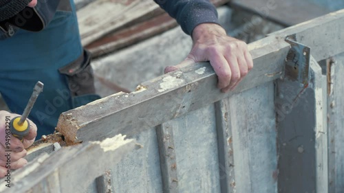 Removing rotten boat gunwale for repair