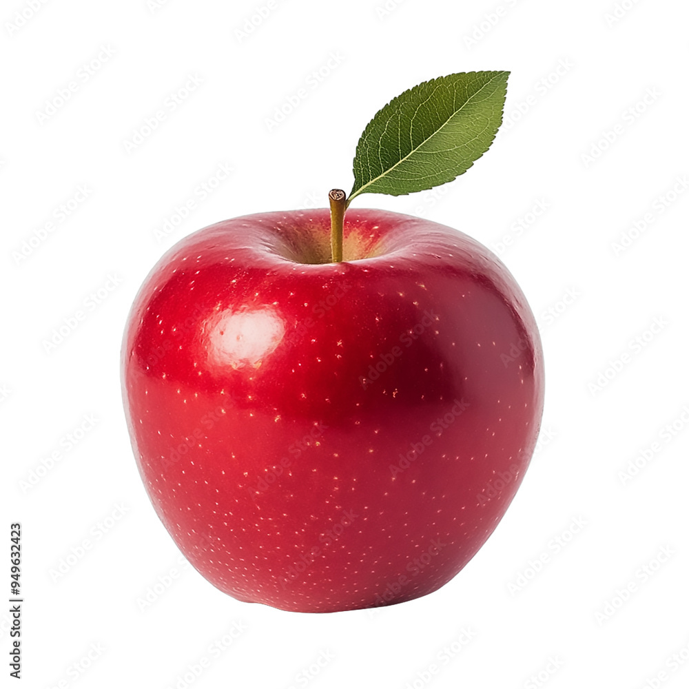 red apple with leaf, isolated, PNG. red apple with leaf, isolated, PNG.