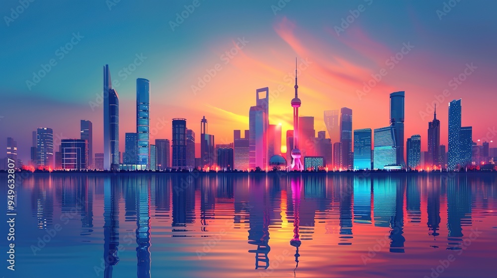 Fototapeta premium future city skyline wallpaper