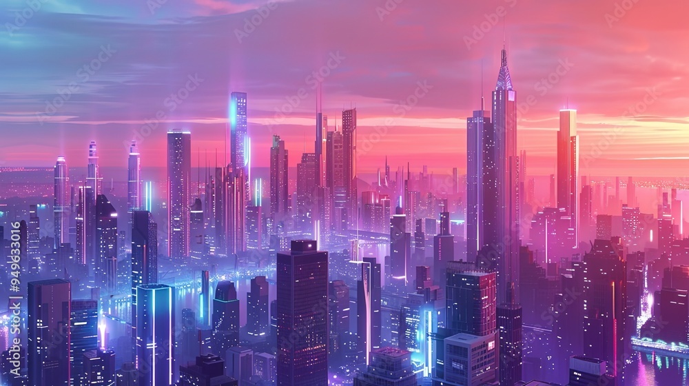 Obraz premium future city skyline wallpaper