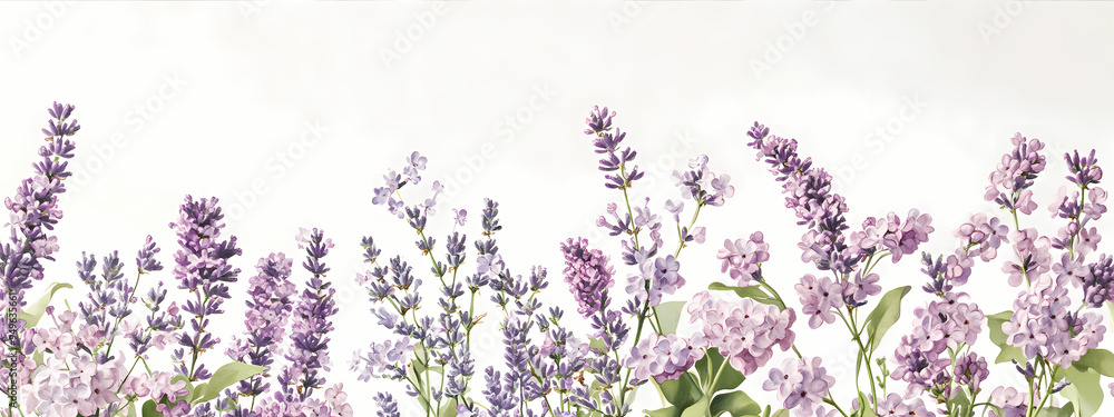 Naklejka premium Lilac and Lavender Botanical Duo