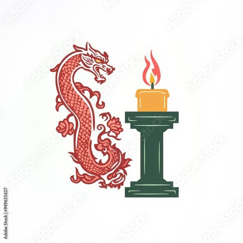 Dragon and Candle Illustration