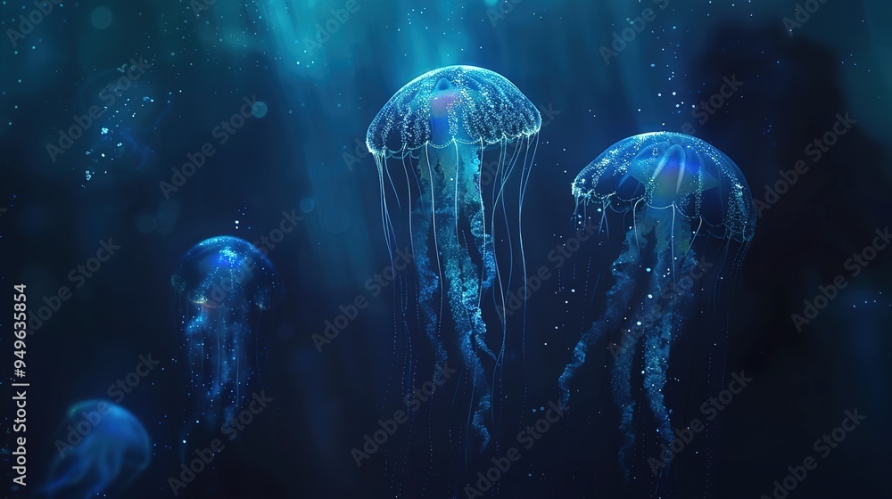 Obraz premium Glowing jellyfish wallpaper