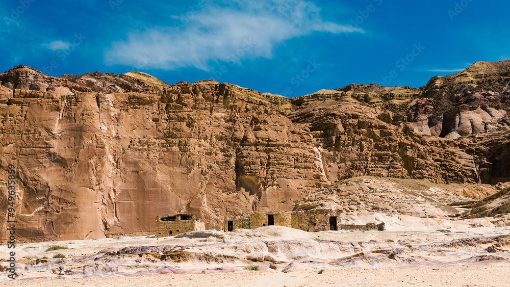 dwelling bedouin in the desert among the mountains in Egypt Dahab South Sinai dwelling bedouin in the desert among the mountains in Egypt Dahab South Sinai