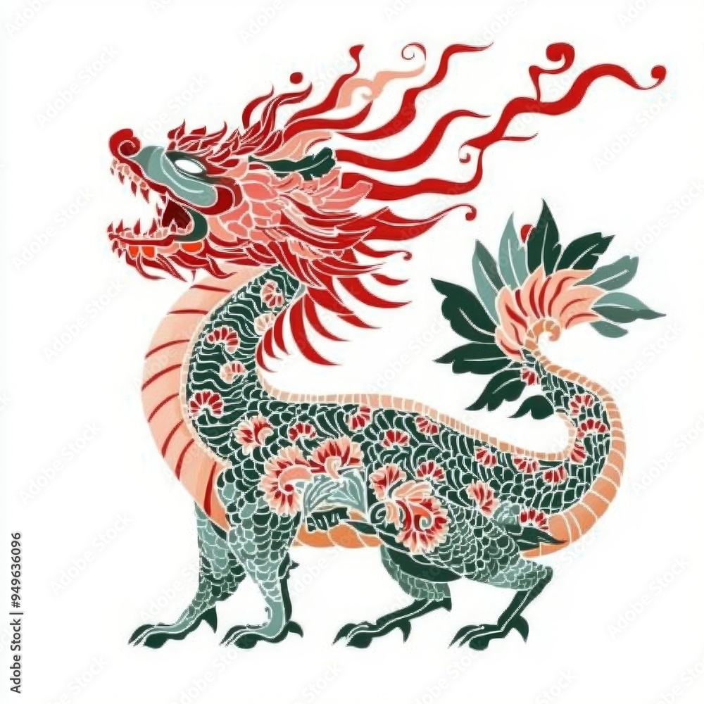 Fototapeta premium Ornate Chinese Dragon Illustration