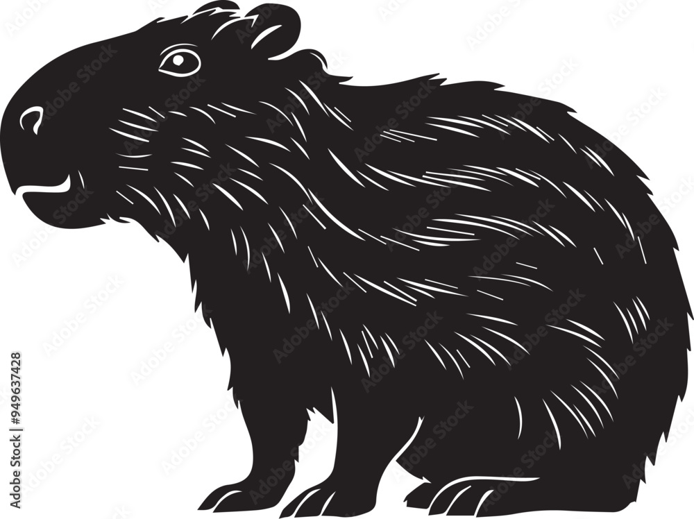 Capybara vector black silhouette design for T-Shirt Capybara vector black silhouette design for T-Shirt
