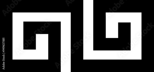 Greek key frame and border element. Decorative ancient meander, Black Greek pattern ornamental flat vector isolated on transparent background. Geometric seamless pattern antique Mediterranean style.