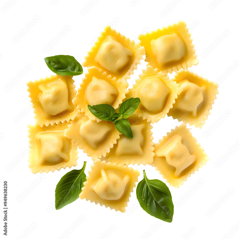 Top view of Italian food Ravioli isolated on transparent background Top view of Italian food Ravioli isolated on transparent background