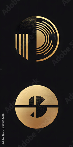 Modern logo designs in black and gold photo