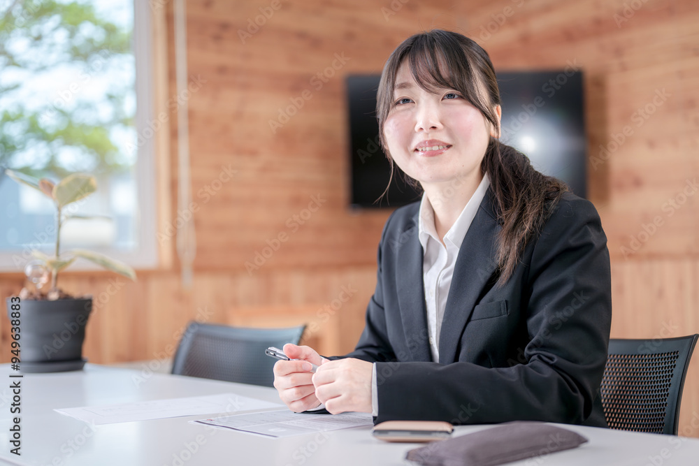 書類を書く若いビジネスウーマン 書類を書く若いビジネスウーマン