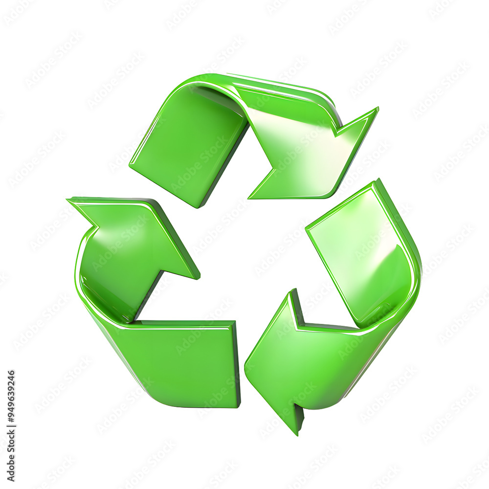 Obraz premium Green recycle icon isolated on transparent background