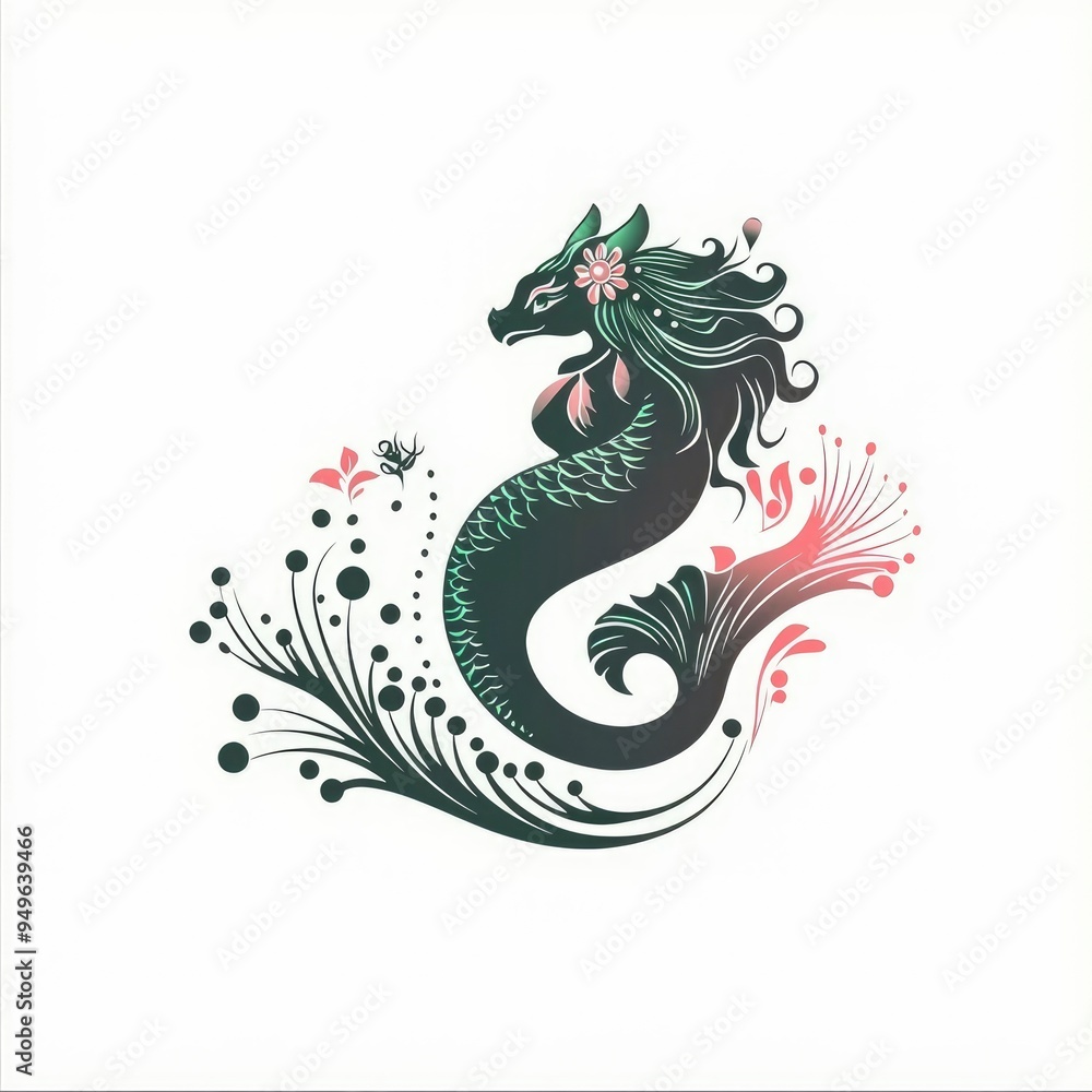 Elegant Floral Mermaid Illustration Elegant Floral Mermaid Illustration